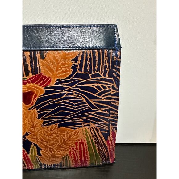 Genuine Leather Leopard Clutch Bag Purse Made in India 14"x8.5"x2.5" - Picture 7 of 16